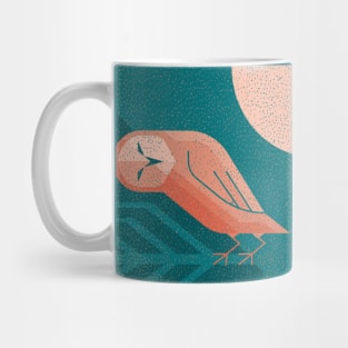 Geometric Owl & Moon in Teal Mug